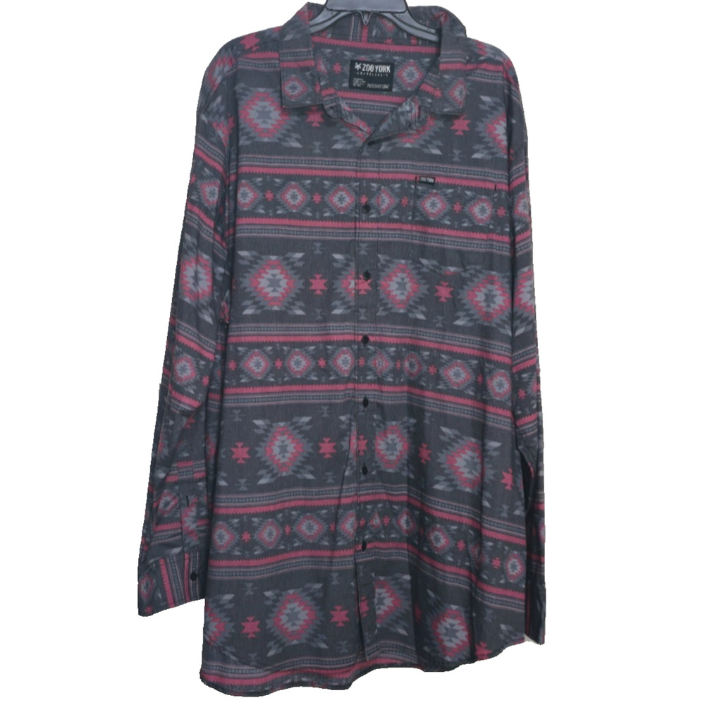 Zoo York Mens‎ Southwest 2XLT Tall Button-down collared long sleeved shirt